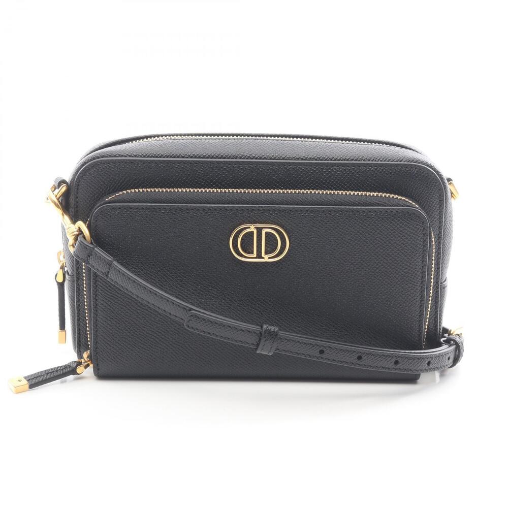 Dior Calo Double Clutch Shoulder Bag Leather Black